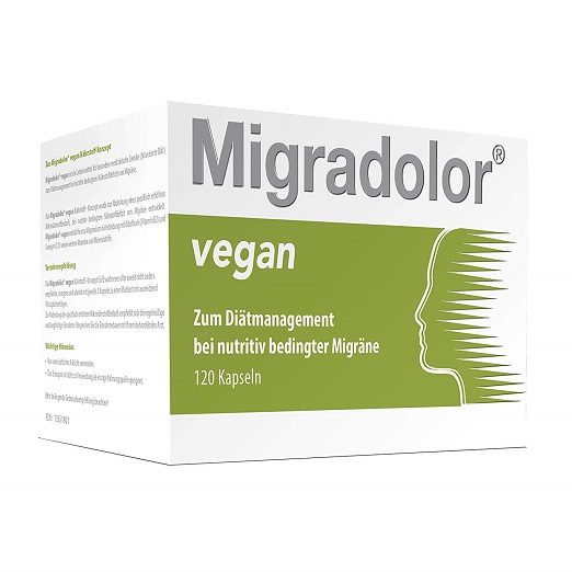 Migradolor Vegan – Die Natürliche Hilfe Bei Migräne & Kopfschmerzen – Nicht-Medikamentöse Migräne-Prophylaxe (120 Vegane Cellulose Kapseln)